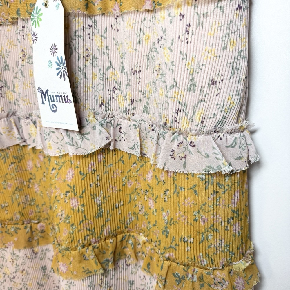 Show Me Your MuMu Ditsy Floral Tiered Pearl Mini Dress XS Boho Festival Fairy - Picture 5 of 12